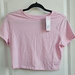 Wild Fable Pink Fitted Crop T-Shirt Short Sleeve
